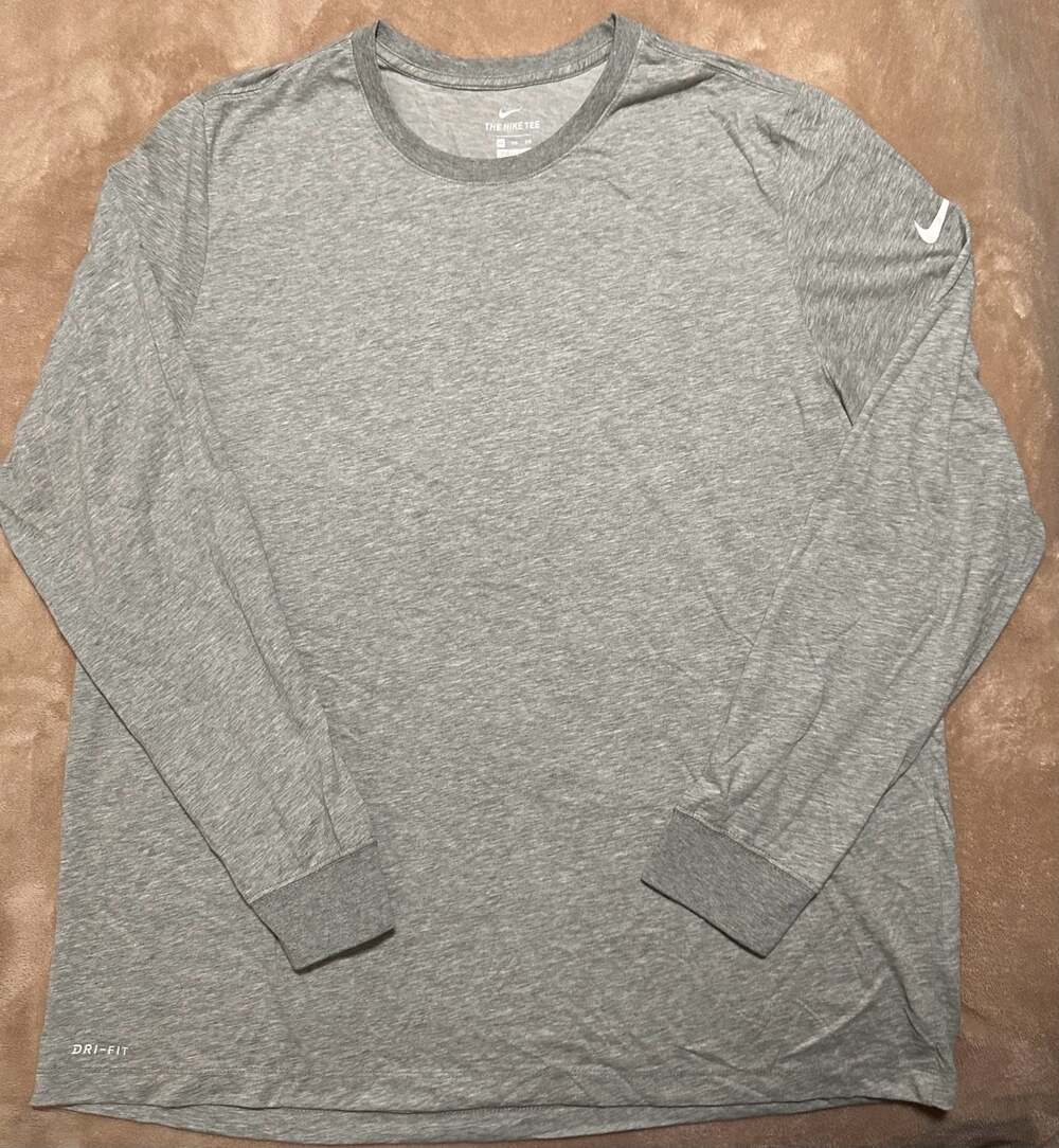 Nike The Nike Tee Dri-Fit Long Sleeve Shirt Gray XXL